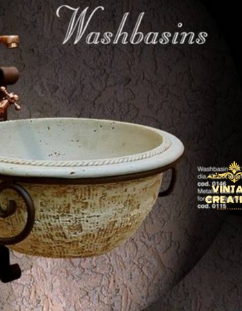 Νιπτήρες Στρογγυλοί Μπάνιου Πέτρινοι Travertino Ακρόπολη