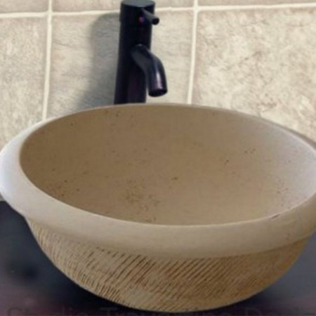 Σαμοθράκη Στρογγυλός Νιπτήρας Μπάνιου από Travertino