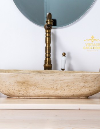 Travertino Παραδοσιακοί Νιπτηρες Για Μικρα Μπανια Ήρων 52 χ 24,5 χ 11 cm