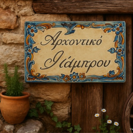 Πέτρινες τραβερτίνο πινακίδες ταμπέλες σπιτιών ξενοδοχείων και μαγαζιών 50 χ 80 cm