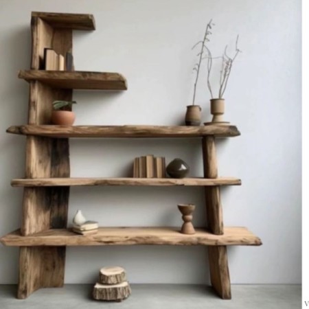 Βιβλιοθήκη rustic μασίφ ξύλινη Βόλβη μικρή προσφορά