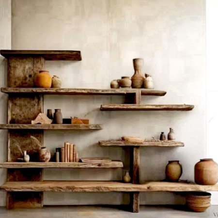Βιβλιοθήκη rustic μασίφ ξύλινη Βόλβη μεγάλη προσφορά