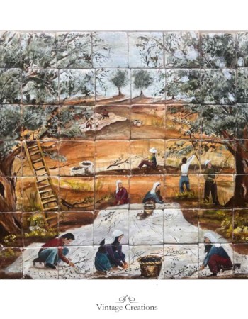 Κουζίνα antique Νεφέλη με πάγκο και πλακάκια τραβερτίνο 