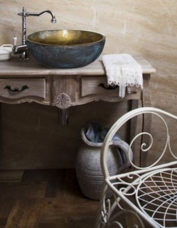 Επικαθήμενος Μπάνιου Νιπτήρας Λίθος Rustic Οξειδωμένος Με Χρυσό Επικαθήμενος Μπάνιου Νιπτήρας Λίθος Rustic Οξειδωμένος Με Χρυσό