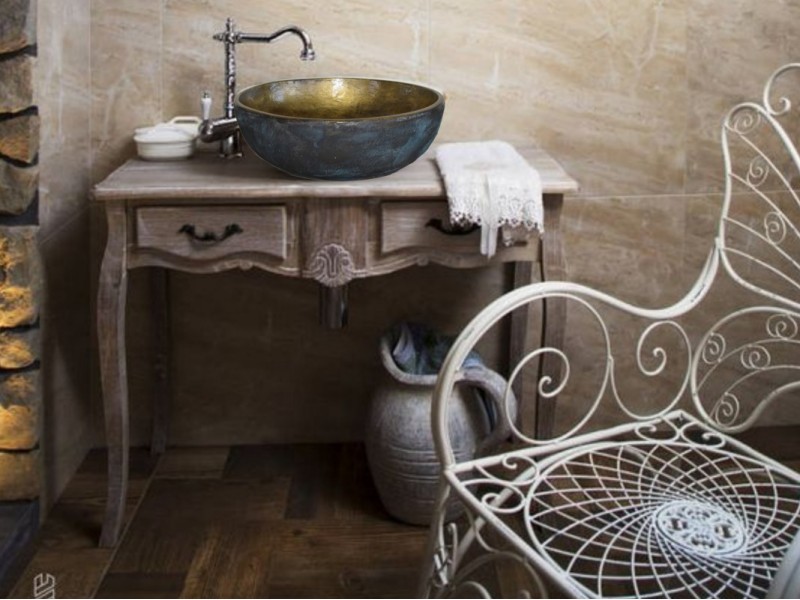 Επικαθήμενος Μπάνιου Νιπτήρας Λίθος Rustic Οξειδωμένος Με Χρυσό Επικαθήμενος Μπάνιου Νιπτήρας Λίθος Rustic Οξειδωμένος Με Χρυσό