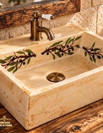 Travertino Νιπτήρας Ελληνικός Παραδοσιακός Σχέδιο Ελιά Travertino Νιπτήρας Ελληνικός Παραδοσιακός Σχέδιο Ελιά