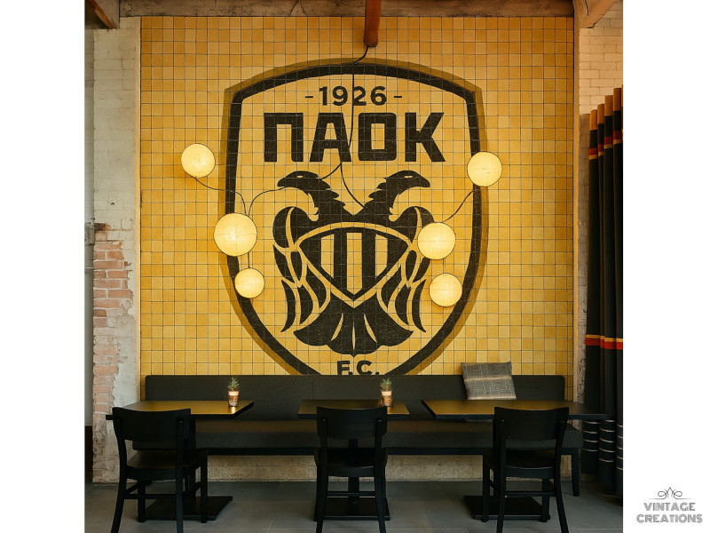 Παράσταση σε χειροποίητα πλακάκια με το σύμβολο της ομάδας σας Παράσταση σε χειροποίητα πλακάκια με το σύμβολο της ομάδας σας