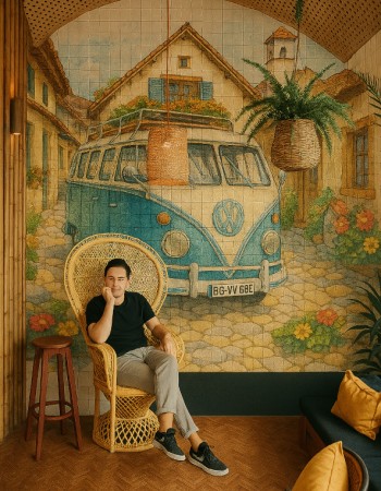 Χειροποίητη Παράσταση σε Πλακάκια – Volkswagen T2 Vintage Van Χειροποίητη Παράσταση σε Πλακάκια – Volkswagen T2 Vintage Van