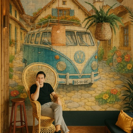 Χειροποίητη Παράσταση σε Πλακάκια – Volkswagen T2 Vintage Van