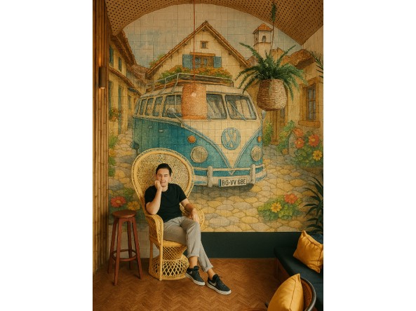 Χειροποίητη Παράσταση σε Πλακάκια – Volkswagen T2 Vintage Van Χειροποίητη Παράσταση σε Πλακάκια – Volkswagen T2 Vintage Van