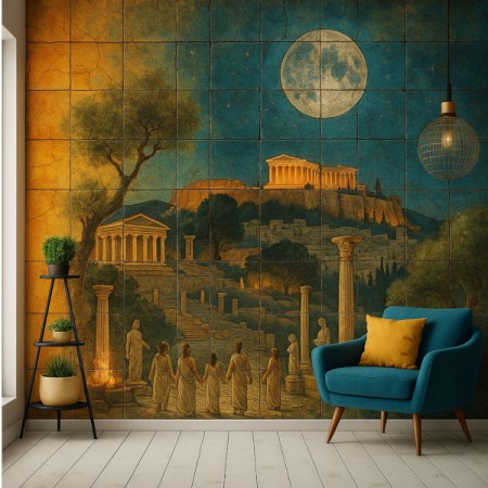 Ζωγραφικές Παρατάσεις της Ακρόπολης σε Χειροποίητα Πλακάκια