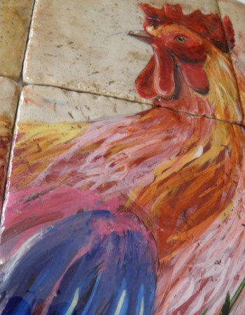 Handmade Πλακάκια Τραβερτίνο Παράσταση Κόκορας 