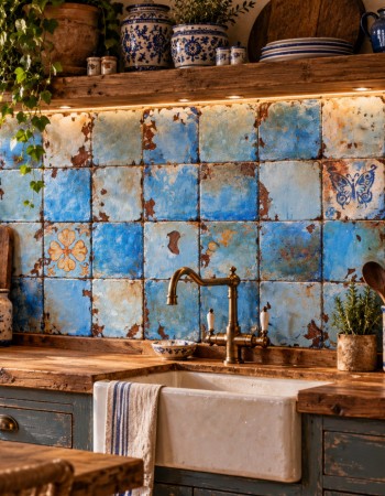 Παλαιωμένα Travertino Πλακάκια Μύκονος Retro Blue Old Παλαιωμένα Travertino Πλακάκια Μύκονος Retro Blue Old