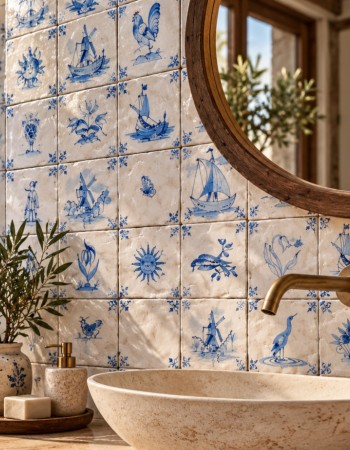 Blue Design Χειροποίητα Πλακάκια Τραβερτίνο Mix Σχέδια Κλασικά Blue Design Χειροποίητα Πλακάκια Τραβερτίνο Mix Σχέδια Κλασικά