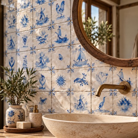 Blue Design Χειροποίητα Πλακάκια Τραβερτίνο Mix Σχέδια Κλασικά