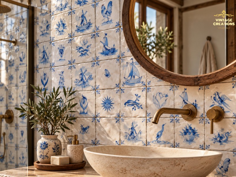 Blue Design Χειροποίητα Πλακάκια Τραβερτίνο Mix Σχέδια Κλασικά Blue Design Χειροποίητα Πλακάκια Τραβερτίνο Mix Σχέδια Κλασικά