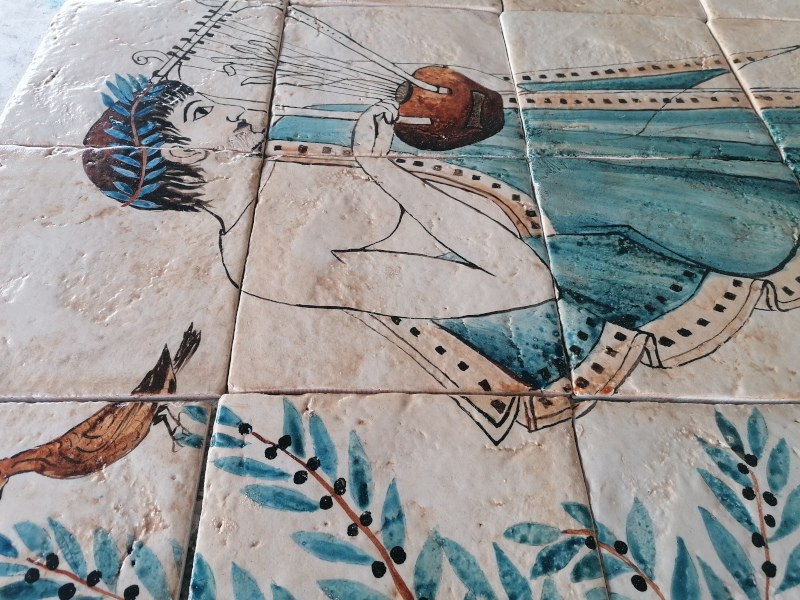 Άντρας Με Άρπα Παράσταση Πλακάκια Χειροποίητη 80 χ 100 cm Άντρας Με Άρπα Παράσταση Πλακάκια Χειροποίητη 80 χ 100 cm