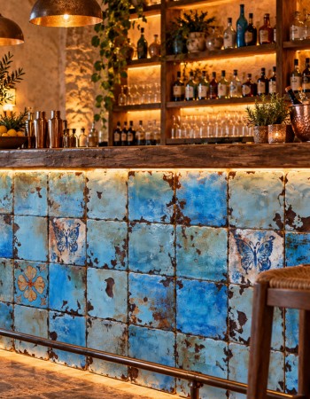 Παλαιωμένα Travertino Πλακάκια Μύκονος Retro Blue Old Παλαιωμένα Travertino Πλακάκια Μύκονος Retro Blue Old