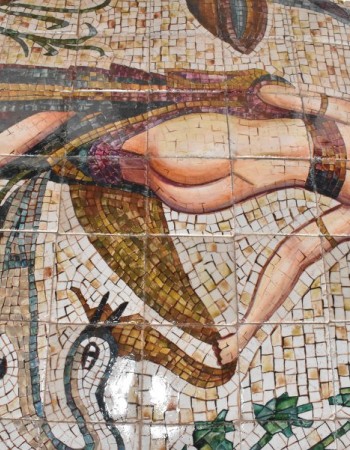 Πλακάκια μπάνιου τραβερτίνο ζωγραφική ψηφιδωτη η Λήδα και ο Δίας