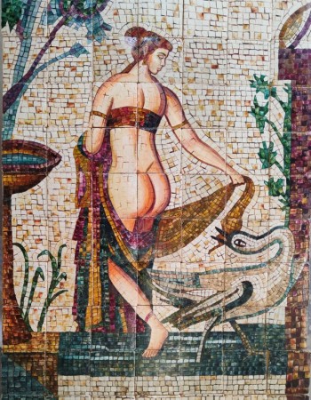 Πλακάκια μπάνιου τραβερτίνο ζωγραφική ψηφιδωτη η Λήδα και ο Δίας Πλακάκια μπάνιου τραβερτίνο ζωγραφική ψηφιδωτη η Λήδα και ο Δίας