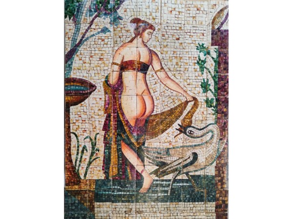 Πλακάκια μπάνιου τραβερτίνο ζωγραφική ψηφιδωτη η Λήδα και ο Δίας Πλακάκια μπάνιου τραβερτίνο ζωγραφική ψηφιδωτη η Λήδα και ο Δίας