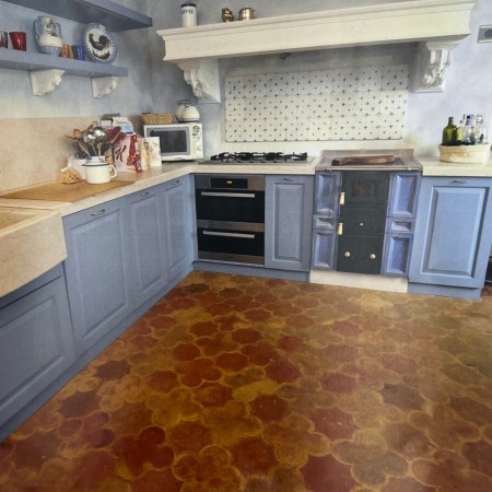 Χειροποίητα Πλακάκια Δαπέδου Terracotta Αντικέ  Σχέδιο Τετράφυλλο No9