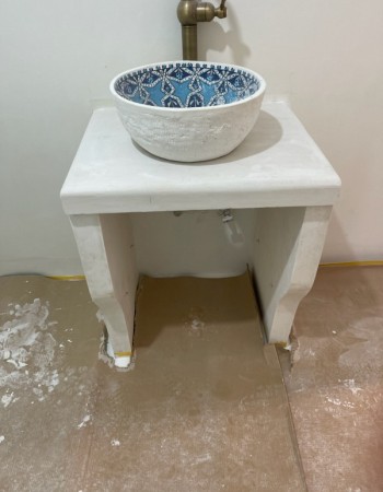 Handmade Έπιπλο Μπάνιου Μασίφ Πέτρα Τραβερτίνο Νέδα