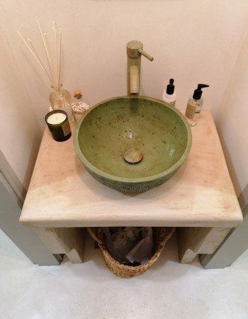 Handmade Έπιπλο Μπάνιου Μασίφ Πέτρα Τραβερτίνο Νέδα