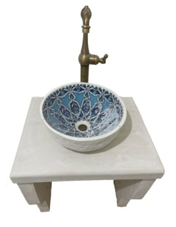 Handmade Έπιπλο Μπάνιου Μασίφ Πέτρα Τραβερτίνο Νέδα