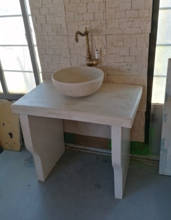 Handmade Έπιπλο Μπάνιου Μασίφ Πέτρα Τραβερτίνο Νέδα